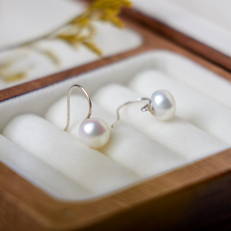EH006 - Kisspearl Jewelry 7-8mm Button Pearl Earrings