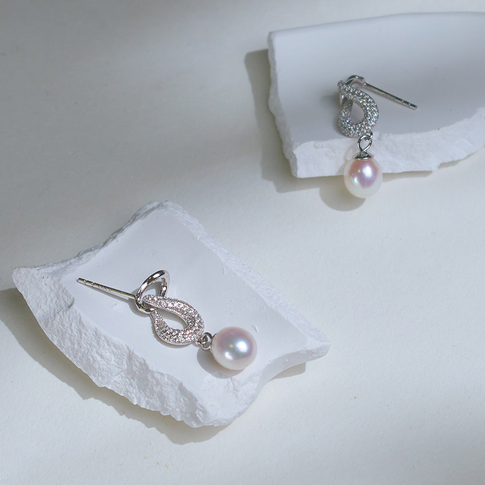EH008 - Kisspearl Jewelry 7-8mm Rice Pearl Earrings