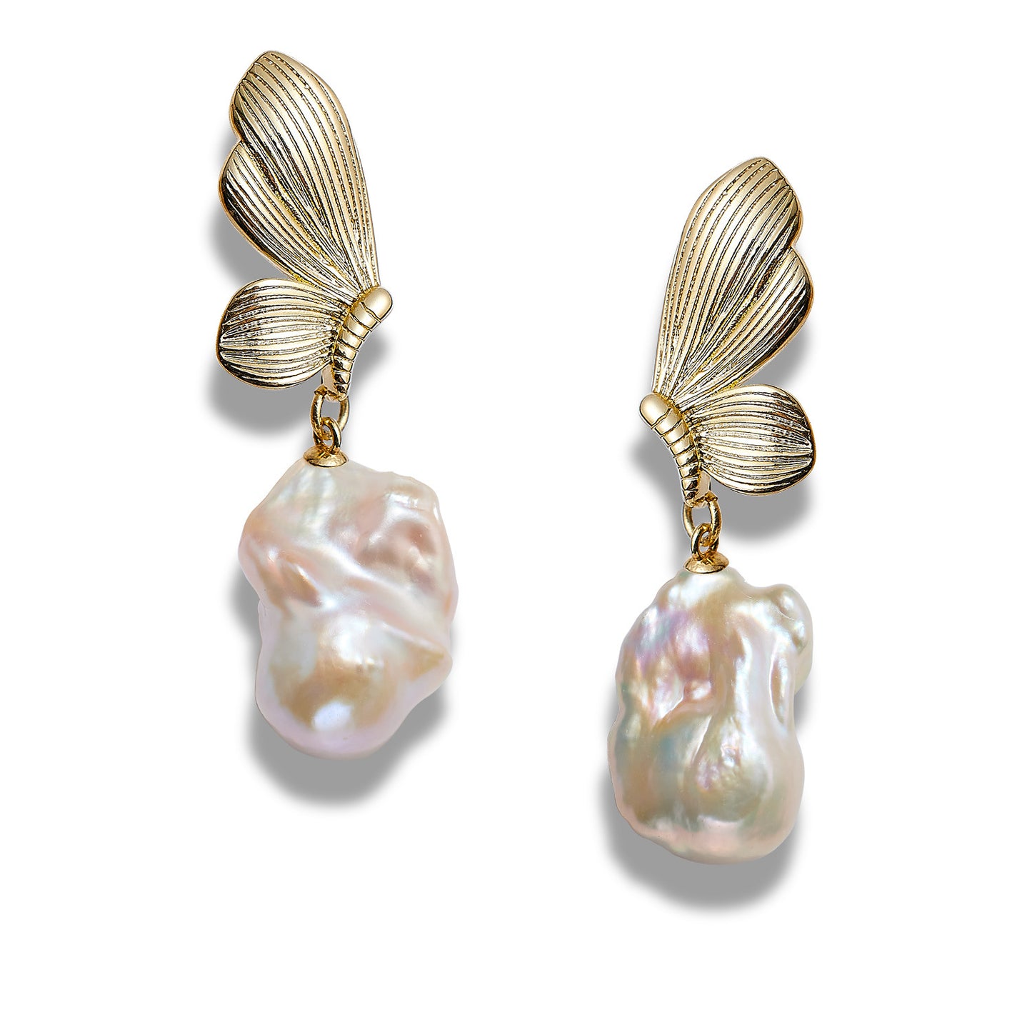 EH011 - Kisspearl Jewelry 12x20mm Butterfly Fireball Pearl Earrings
