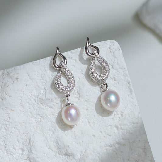 EH008 - Kisspearl Jewelry 7-8mm Rice Pearl Earrings