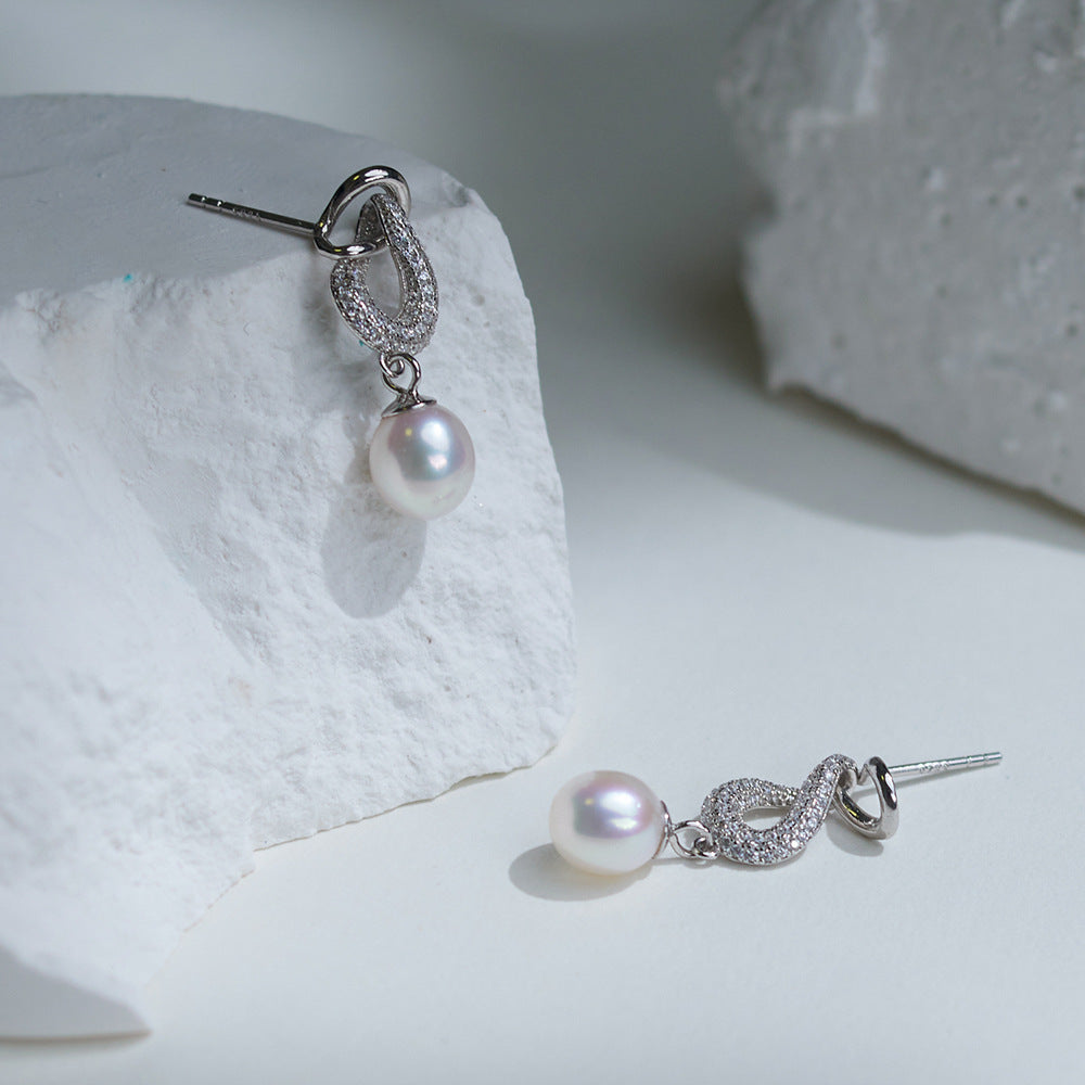 EH008 - Kisspearl Jewelry 7-8mm Rice Pearl Earrings