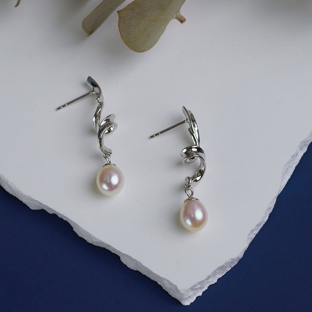 EH007 - Kisspearl Jewelry 7-8mm Rice Pearl Earrings