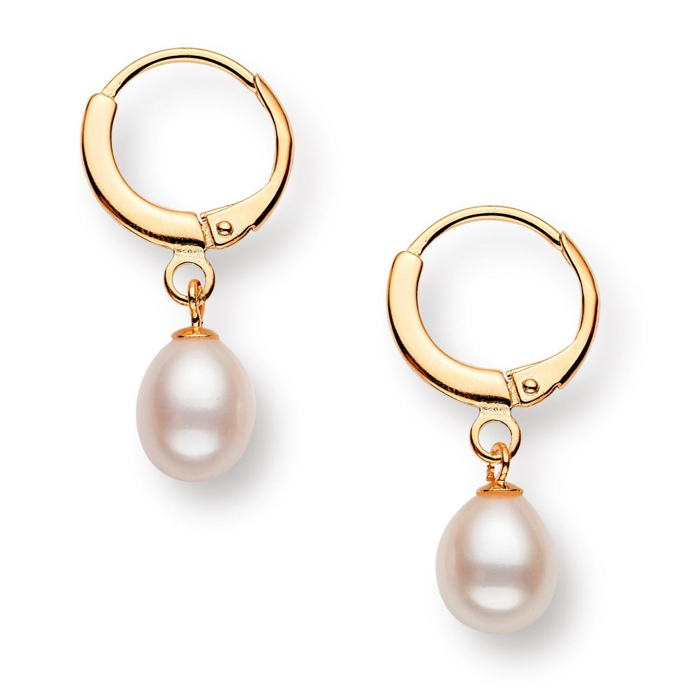 EH004 - Kisspearl Jewelry 7x9mm Rice Pearl Copper Earrings