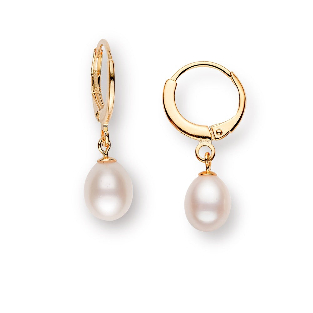 EH004 - Kisspearl Jewelry 7x9mm Rice Pearl Copper Earrings