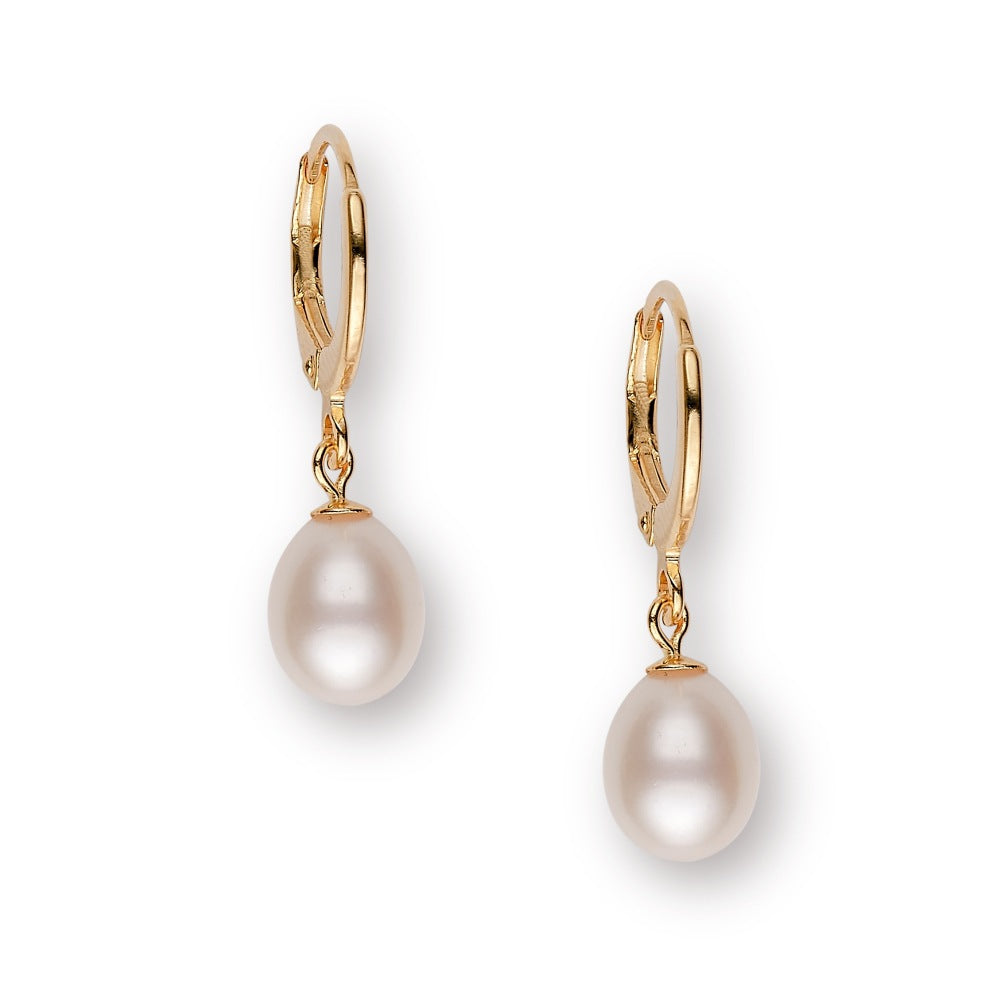 EH004 - Kisspearl Jewelry 7x9mm Rice Pearl Copper Earrings