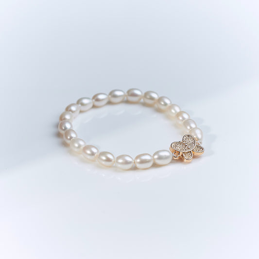 S31014 - Kisspearl Jewelry 6-7mm Butterfly Rice Pearl Bracelet