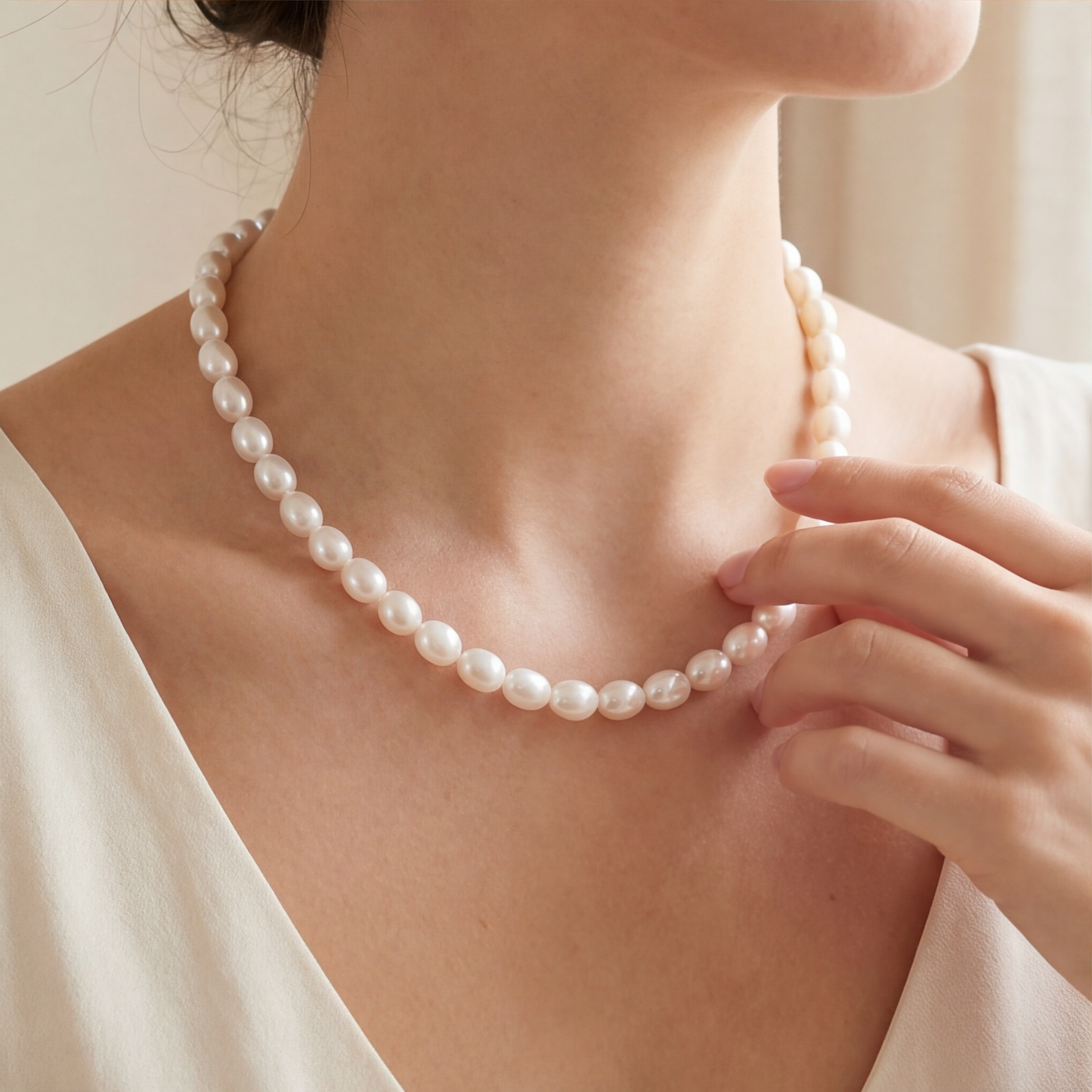 L406001 - Kisspearl Jewelry 6-7mm Rice Pearl Necklace