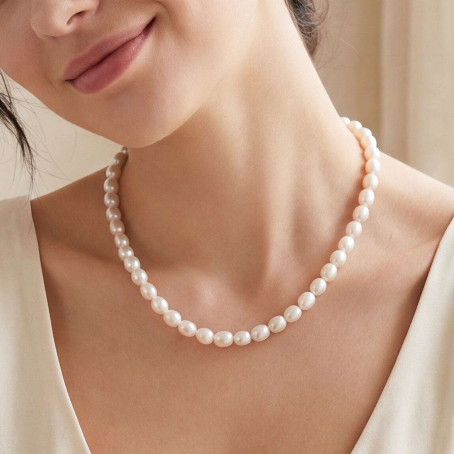 L406001 - Kisspearl Jewelry 6-7mm Rice Pearl Necklace