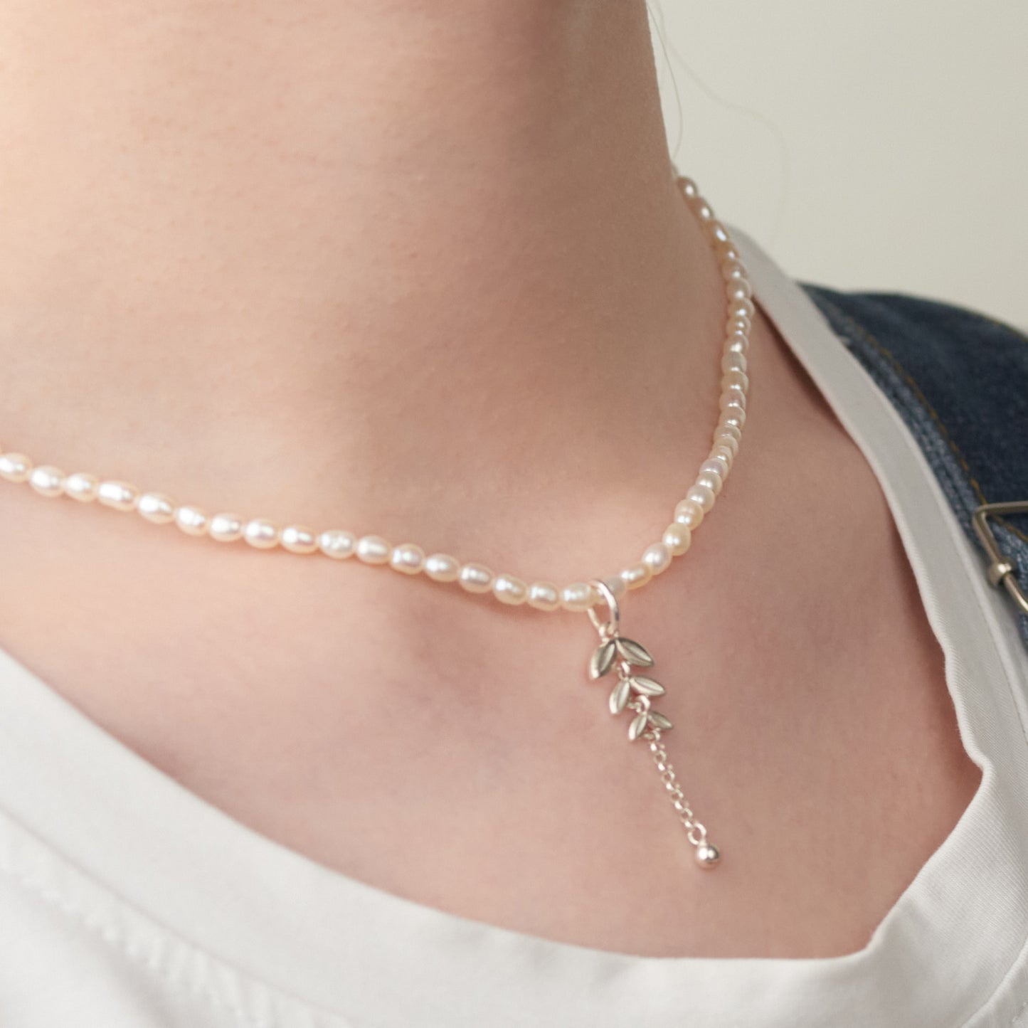 L406005 - Kisspearl Jewelry 3-4mm Rice Pearl  Pendant Necklace