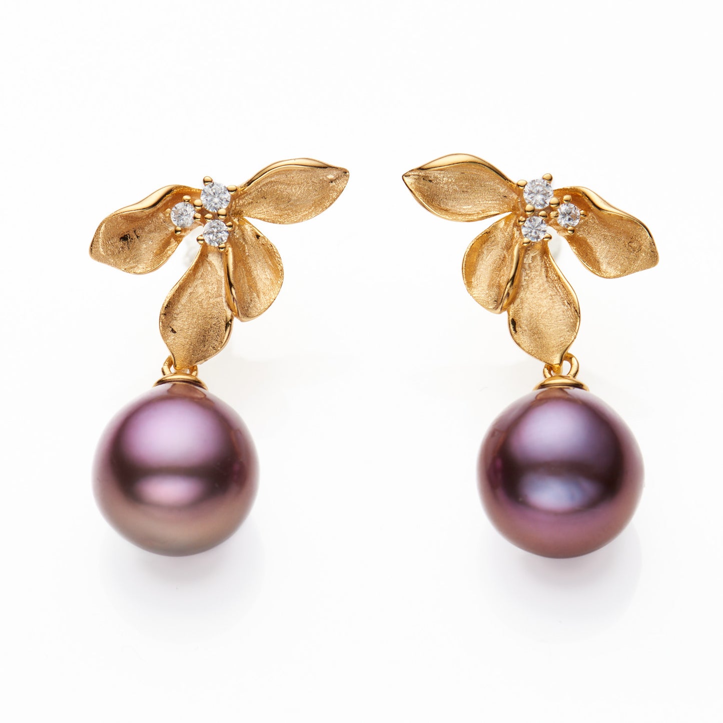 E407007 - Kisspearl Jewelry 11-12mm Purple Edison Pearl Earrings