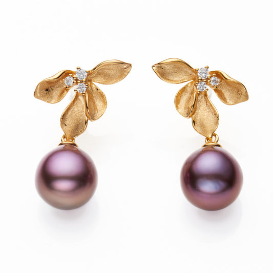 E407007 - Kisspearl Jewelry 11-12mm Purple Edison Pearl Earrings