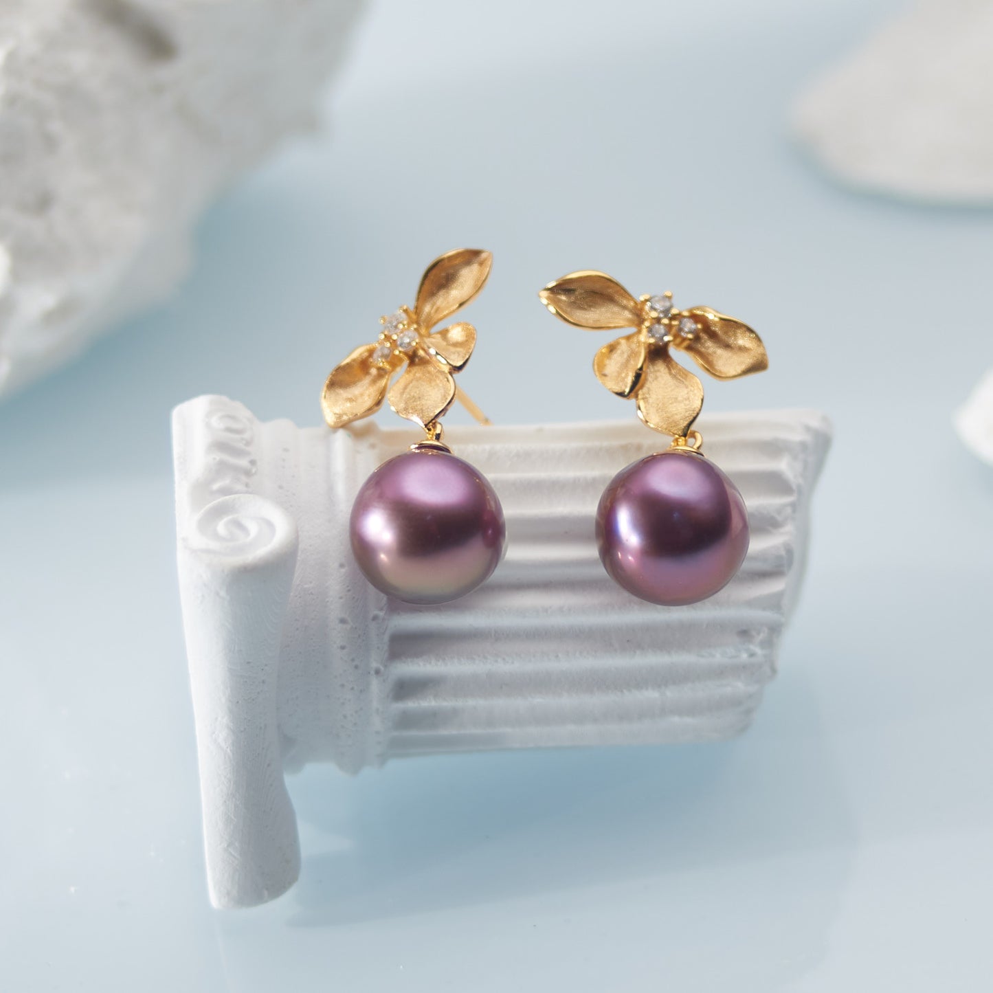 E407007 - Kisspearl Jewelry 11-12mm Purple Edison Pearl Earrings