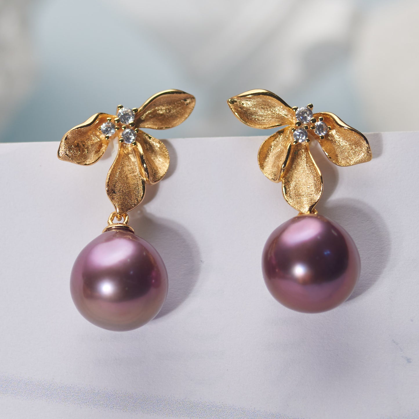 E407007 - Kisspearl Jewelry 11-12mm Purple Edison Pearl Earrings