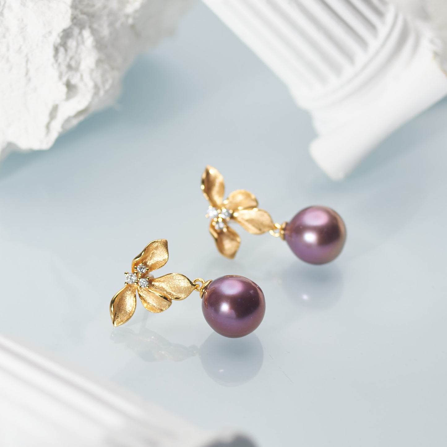 E407007 - Kisspearl Jewelry 11-12mm Purple Edison Pearl Earrings