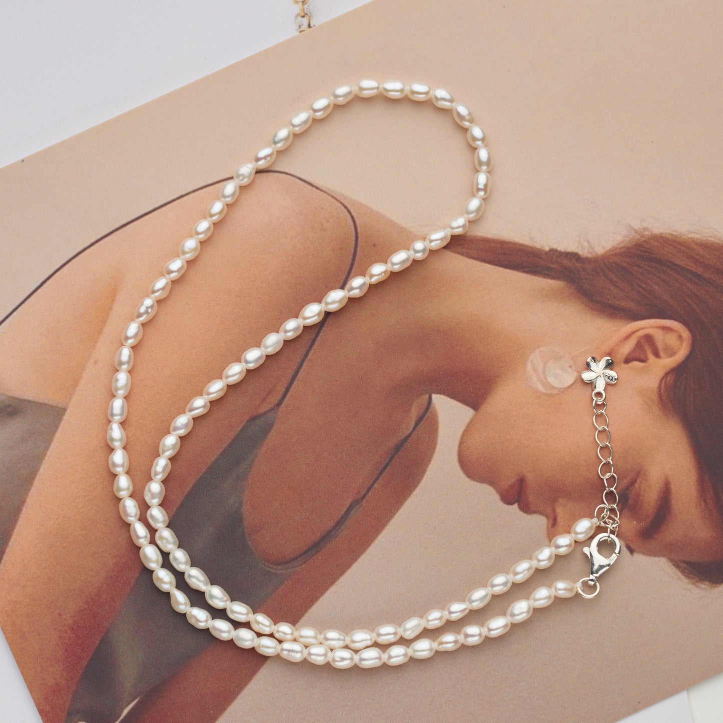 L406004 - Kisspearl Jewelry 3-4mm Rice Pearl Choker Necklace
