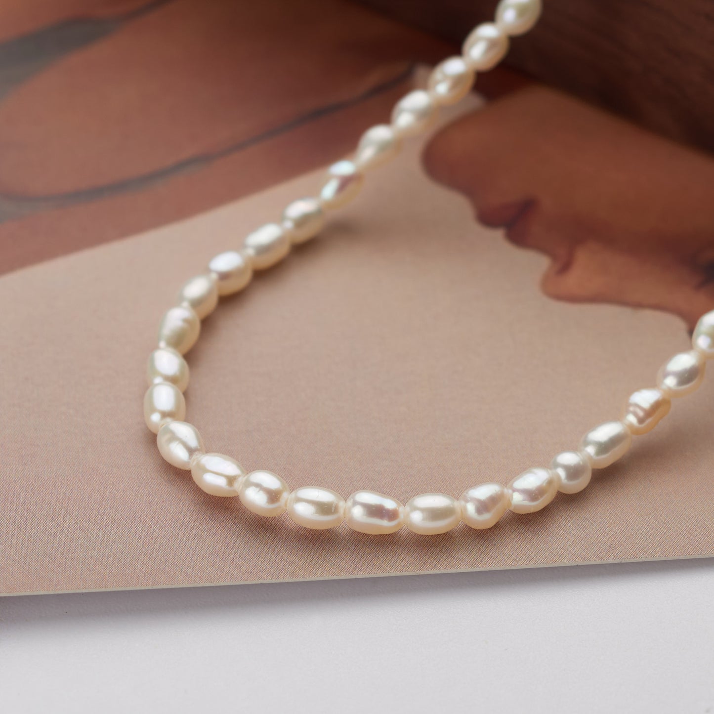 L406004 - Kisspearl Jewelry 3-4mm Rice Pearl Choker Necklace