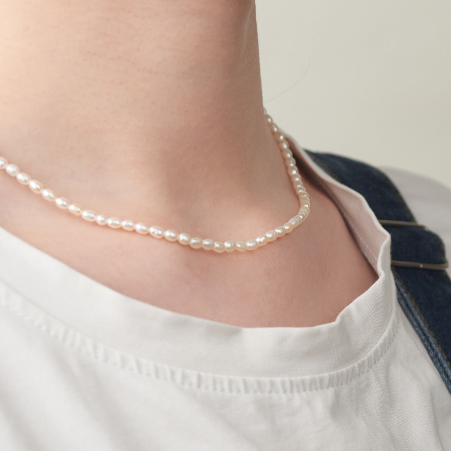 L406004 - Kisspearl Jewelry 3-4mm Rice Pearl Choker Necklace