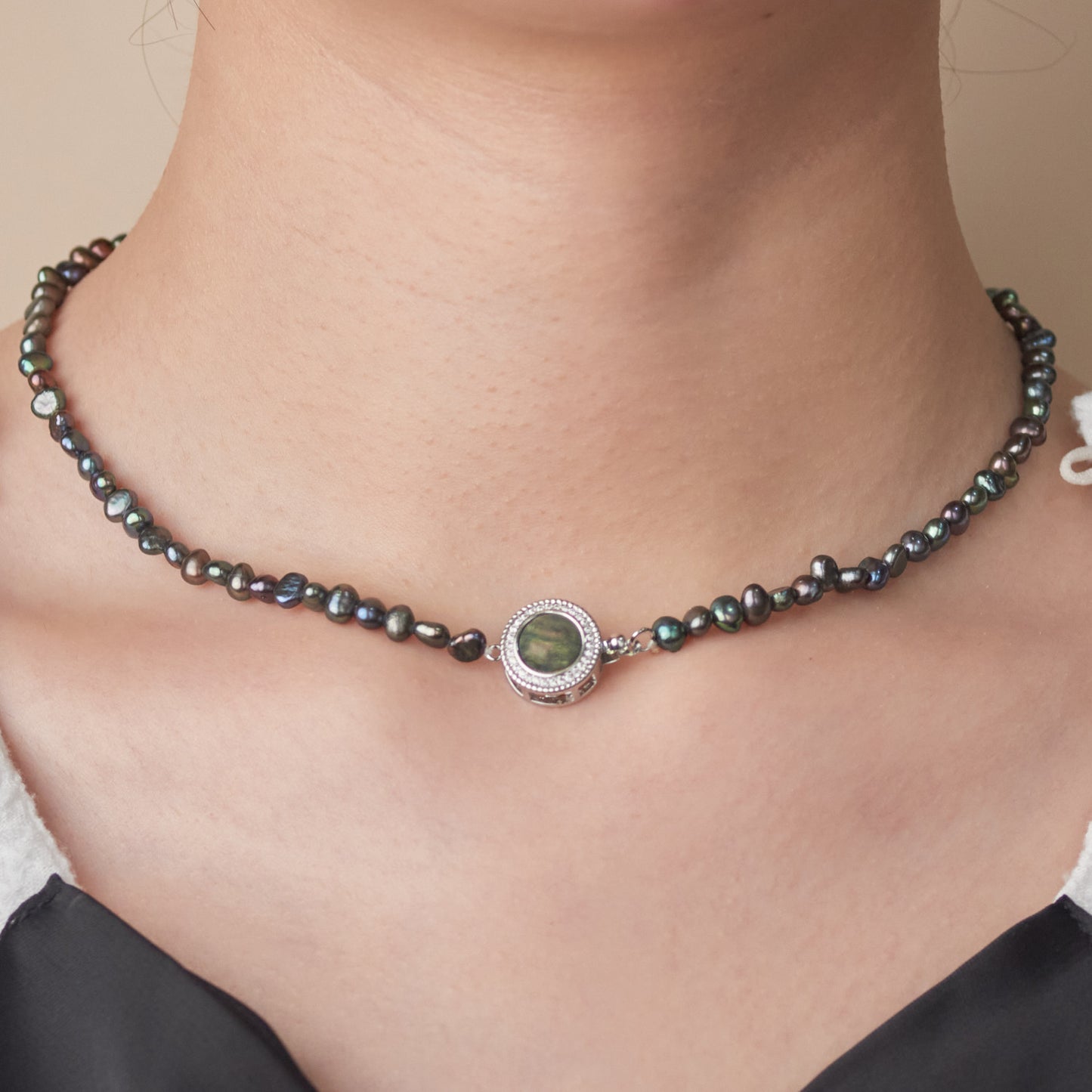 L310013 - Kisspearl Jewelry 3-4mm Black Baroque Pearl Necklace