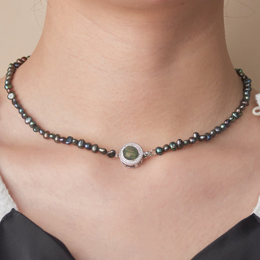 L310013 - Kisspearl Jewelry 3-4mm Black Baroque Pearl Necklace