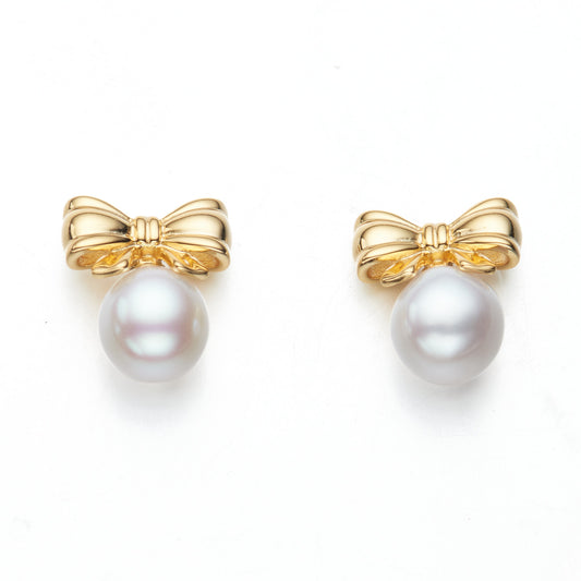 E410003 - Kisspearl Jewelry 8mm Baroque Bow Pearl Earrings