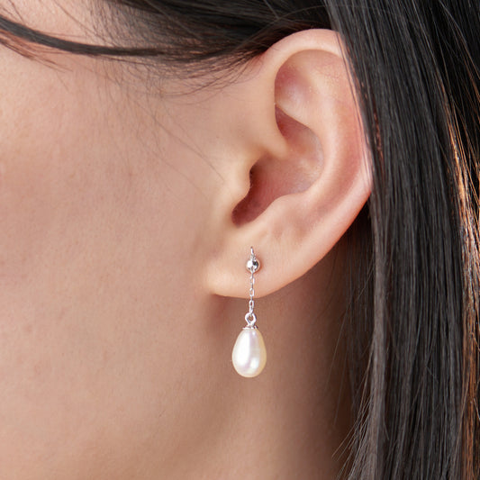 E412002 - Kisspearl Jewelry 7x10mm Rice Pearl Earrings