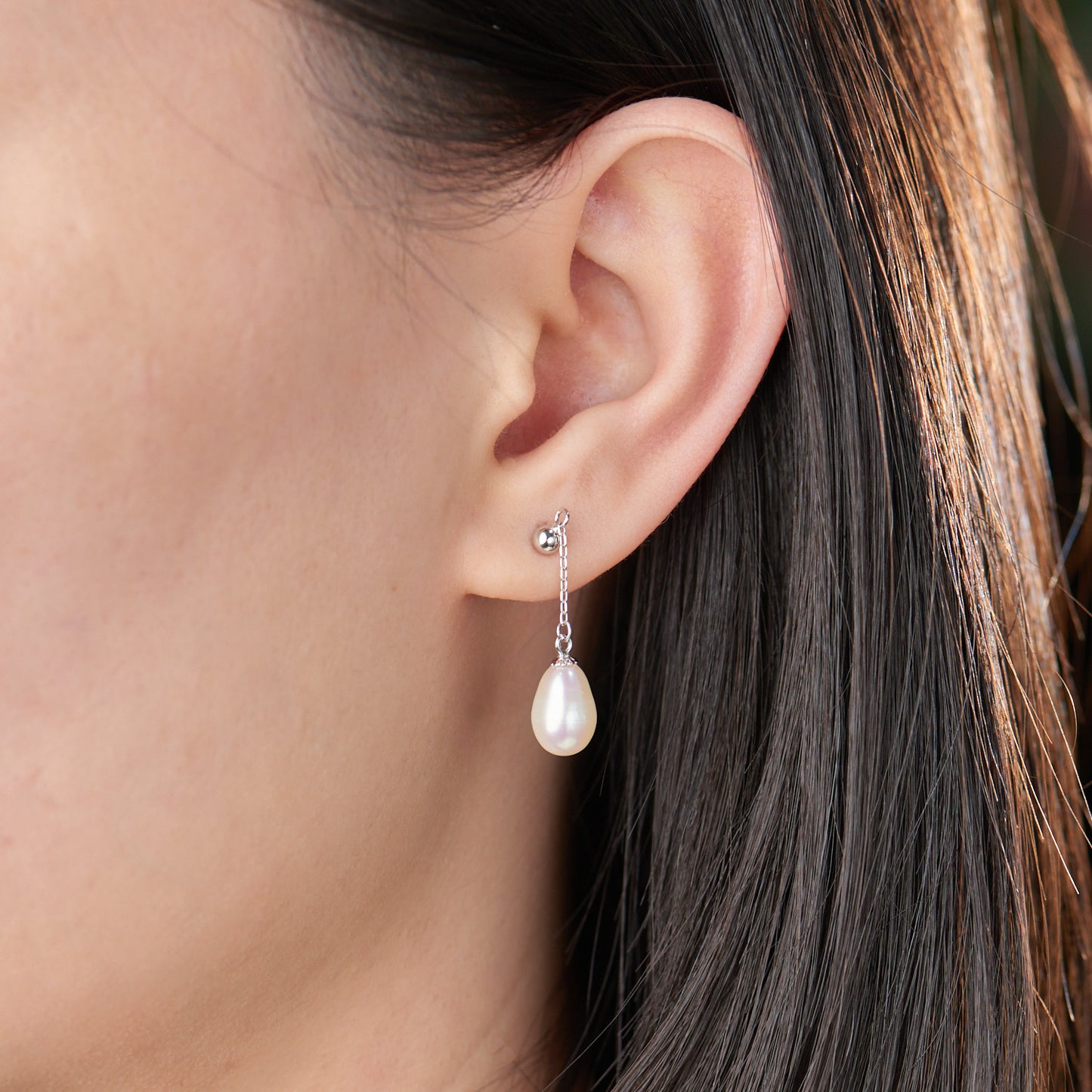 E412002 - Kisspearl Jewelry 7x10mm Rice Pearl Earrings