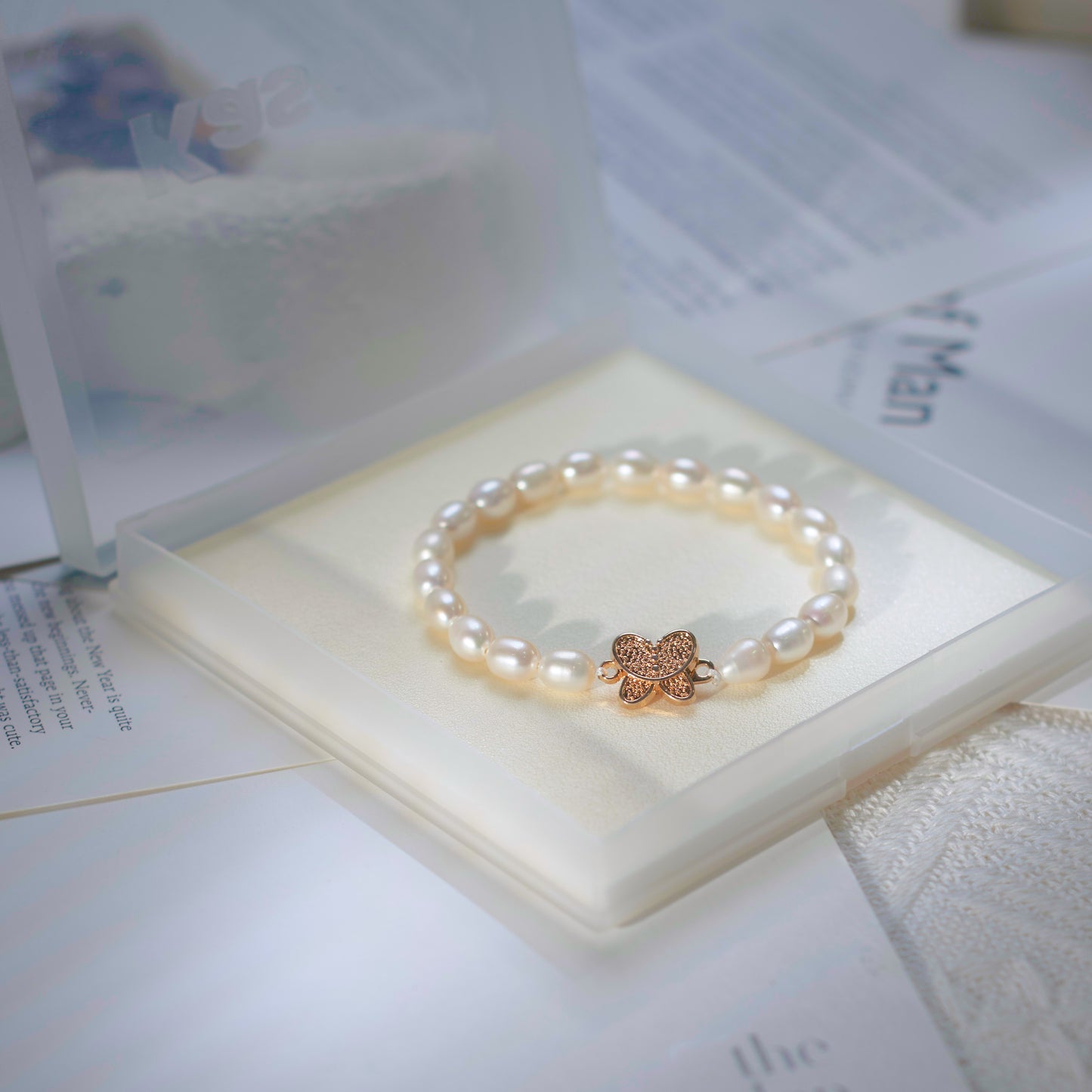 S31014 - Kisspearl Jewelry 6-7mm Butterfly Rice Pearl Bracelet
